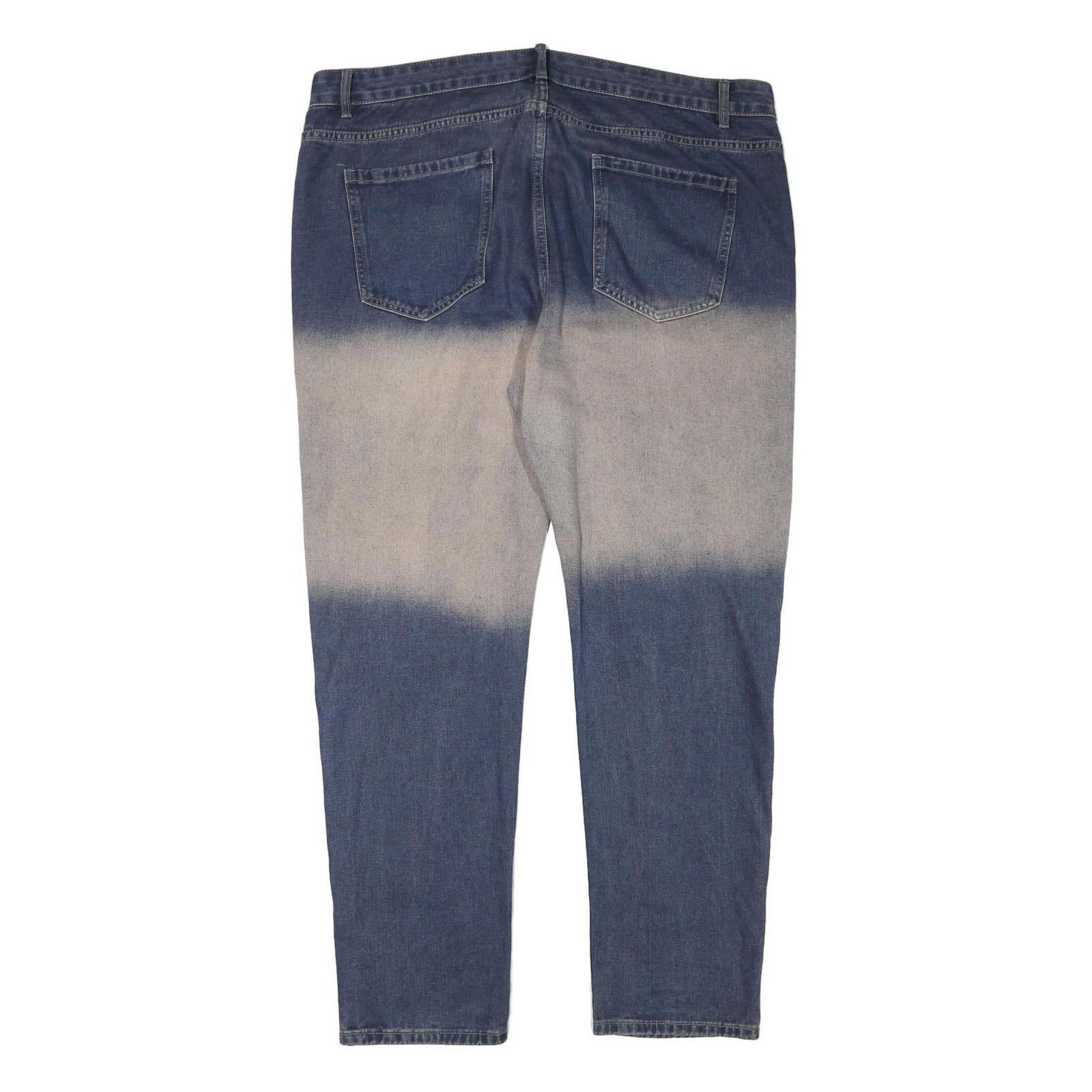 Blue Mens Slim Cotton Blend Denim Jeans W42 L31 Patch Detail Casual