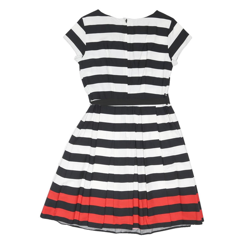 BLUE CHAMELEON Womens Black & White Red Stripe Day Polyester Dress UK 12 Short