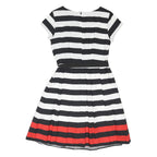 BLUE CHAMELEON Womens Black & White Red Stripe Day Polyester Dress UK 12 Short