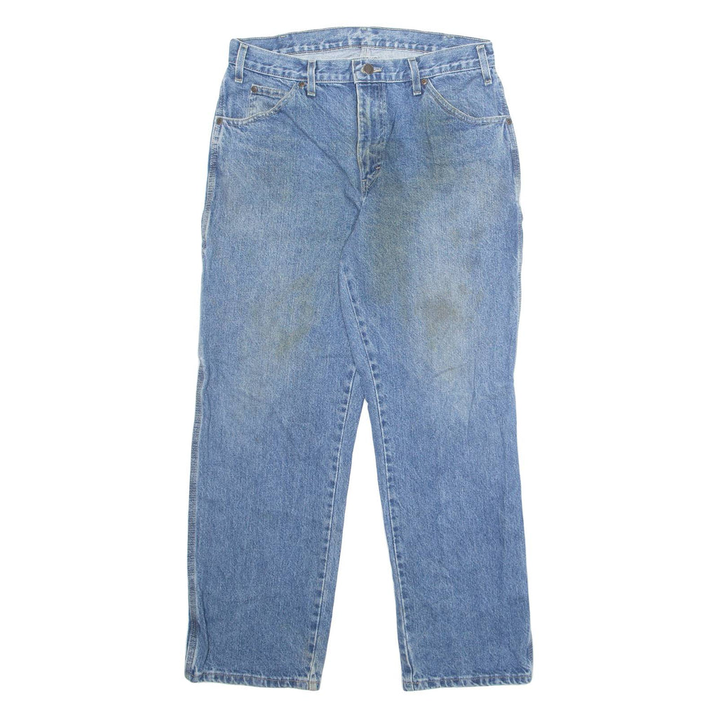DICKIES Carpenter Cargo Mens Jeans Blue Regular Straight Stone Wash W34 L30