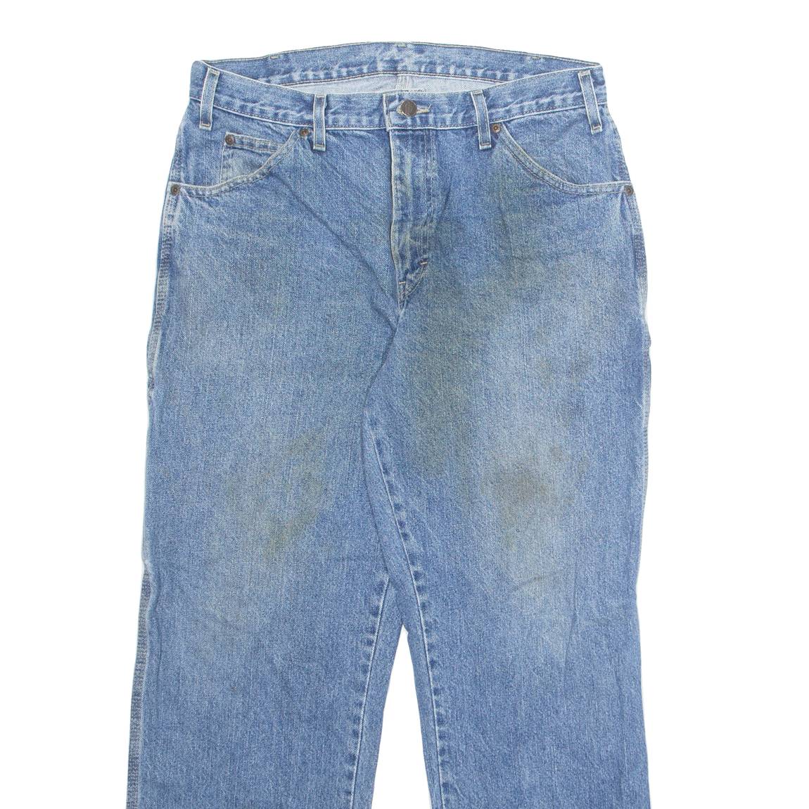 DICKIES Carpenter Cargo Mens Jeans Blue Regular Straight Stone Wash W34 L30