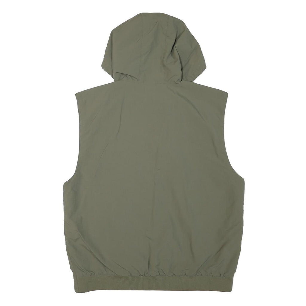 FILA Mens Green Sleeveless Zip Jacket L Polyester Blend Plain Hooded Casual