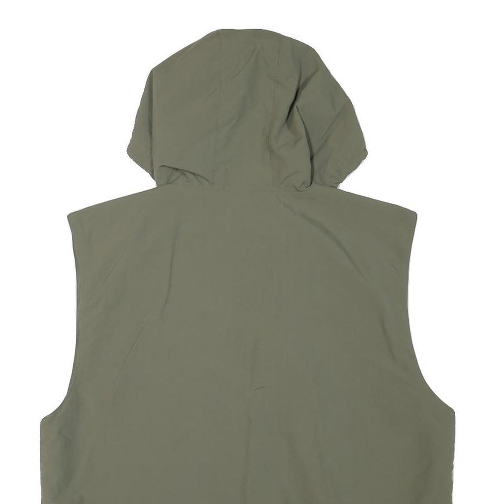 FILA Mens Green Sleeveless Zip Jacket L Polyester Blend Plain Hooded Casual