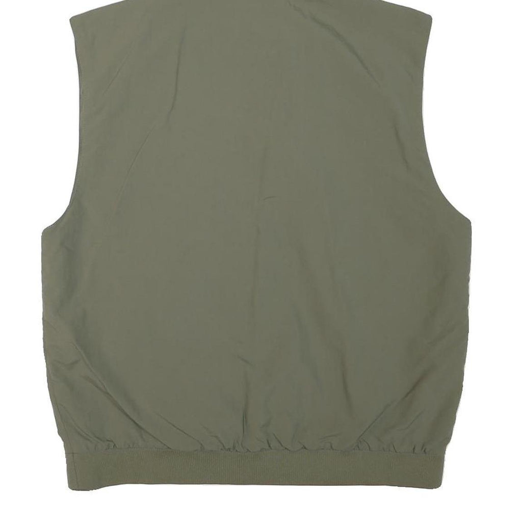 FILA Mens Green Sleeveless Zip Jacket L Polyester Blend Plain Hooded Casual