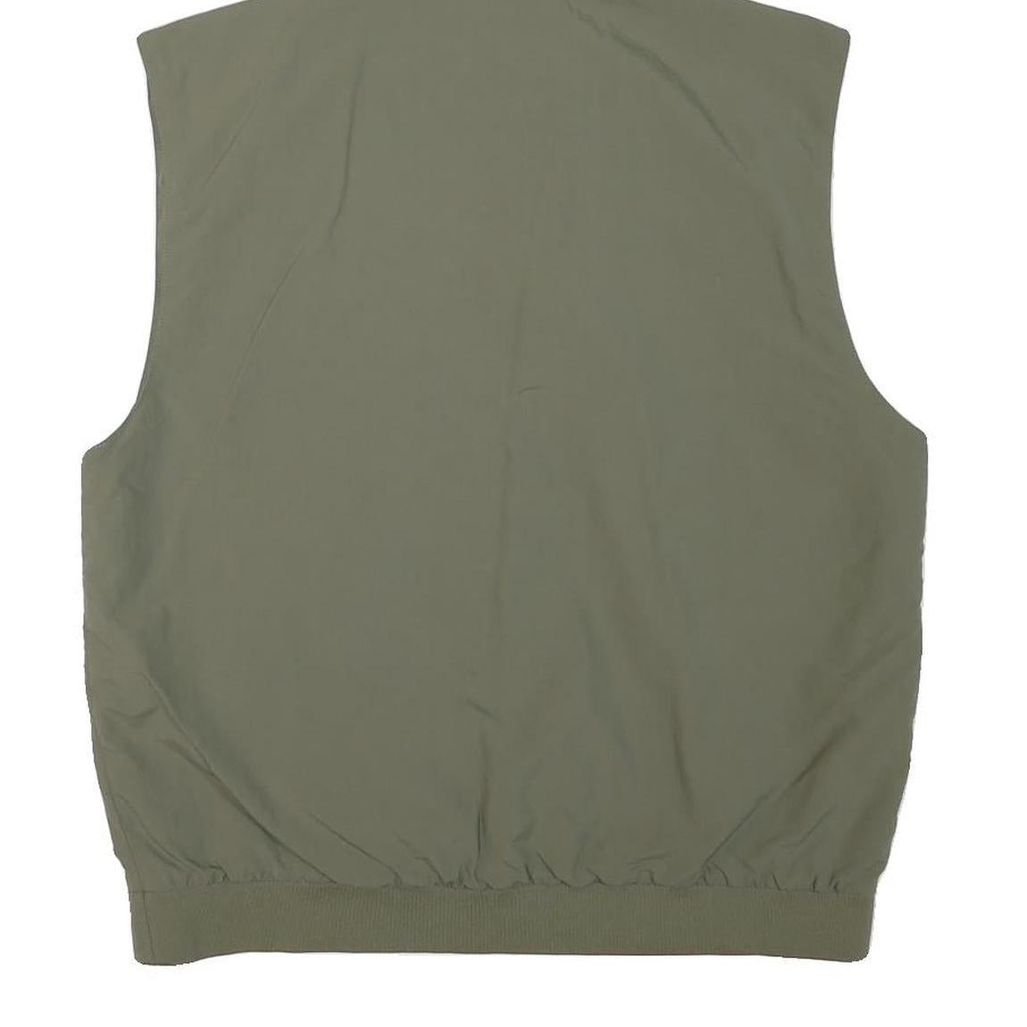 FILA Mens Green Sleeveless Zip Jacket L Polyester Blend Plain Hooded Casual