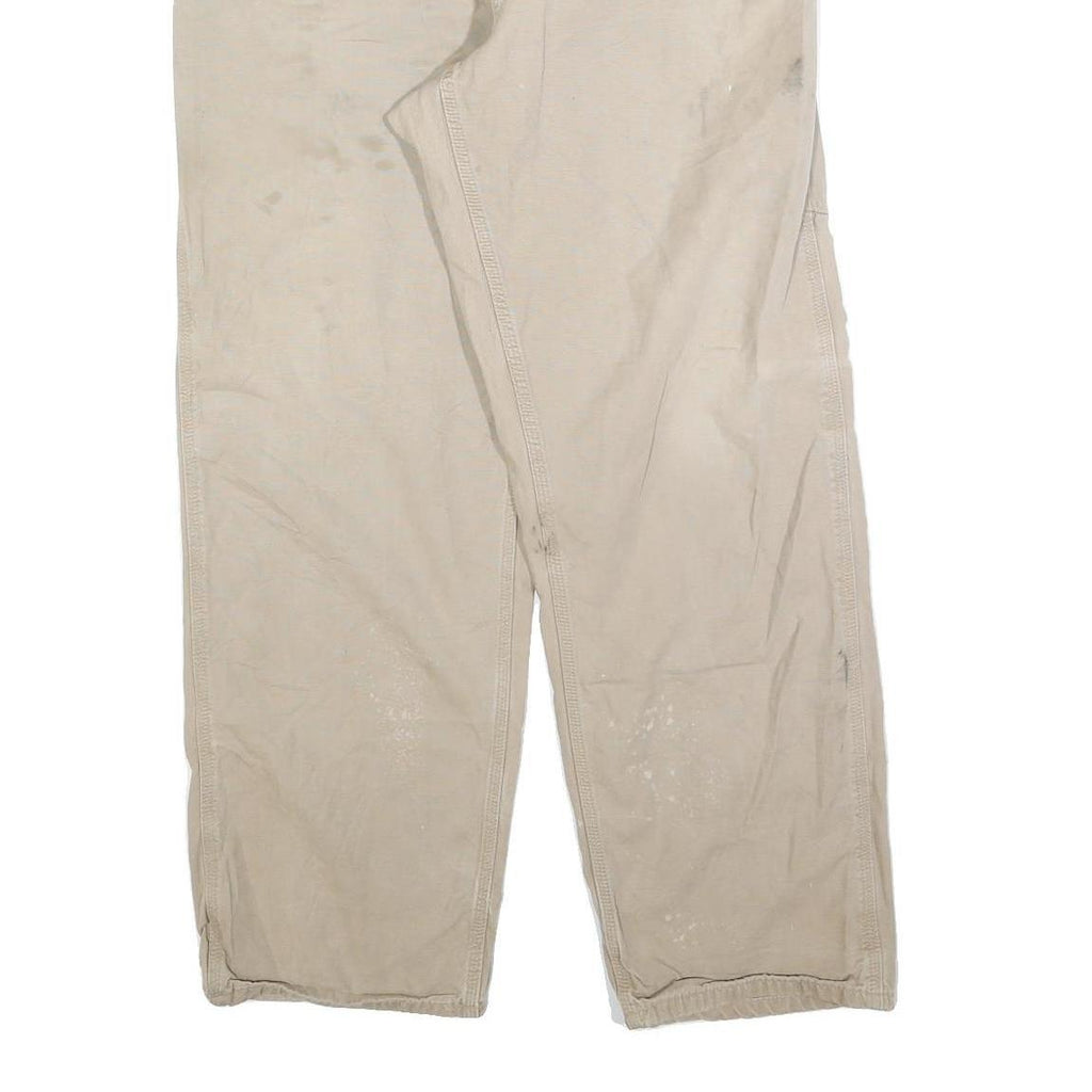 CARHARTT Mens Cotton Blend Beige Relaxed Straight Trousers W34 L32 Workwear
