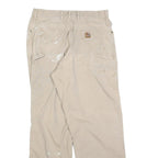 CARHARTT Mens Cotton Blend Beige Relaxed Straight Trousers W34 L32 Workwear