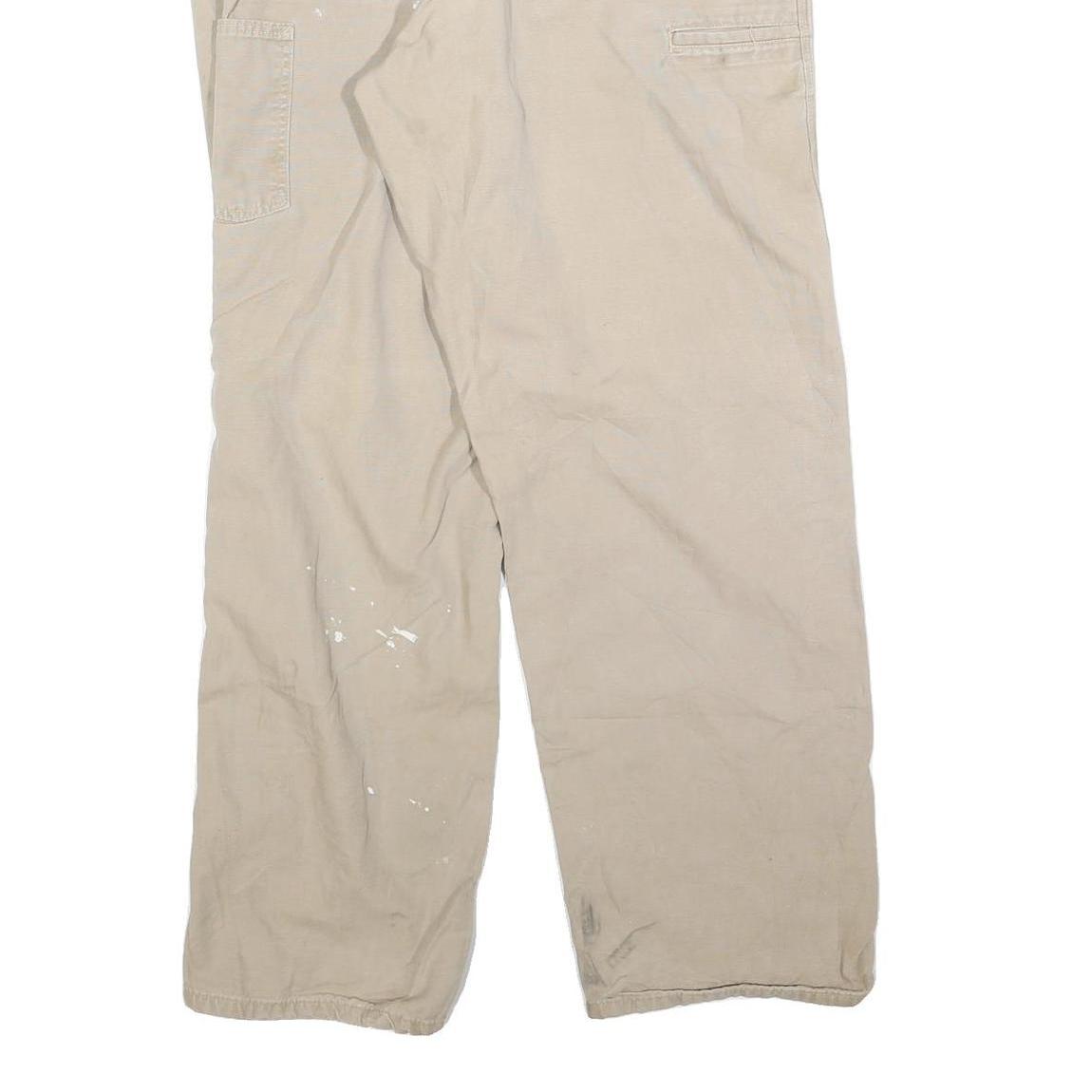CARHARTT Mens Cotton Blend Beige Relaxed Straight Trousers W34 L32 Workwear