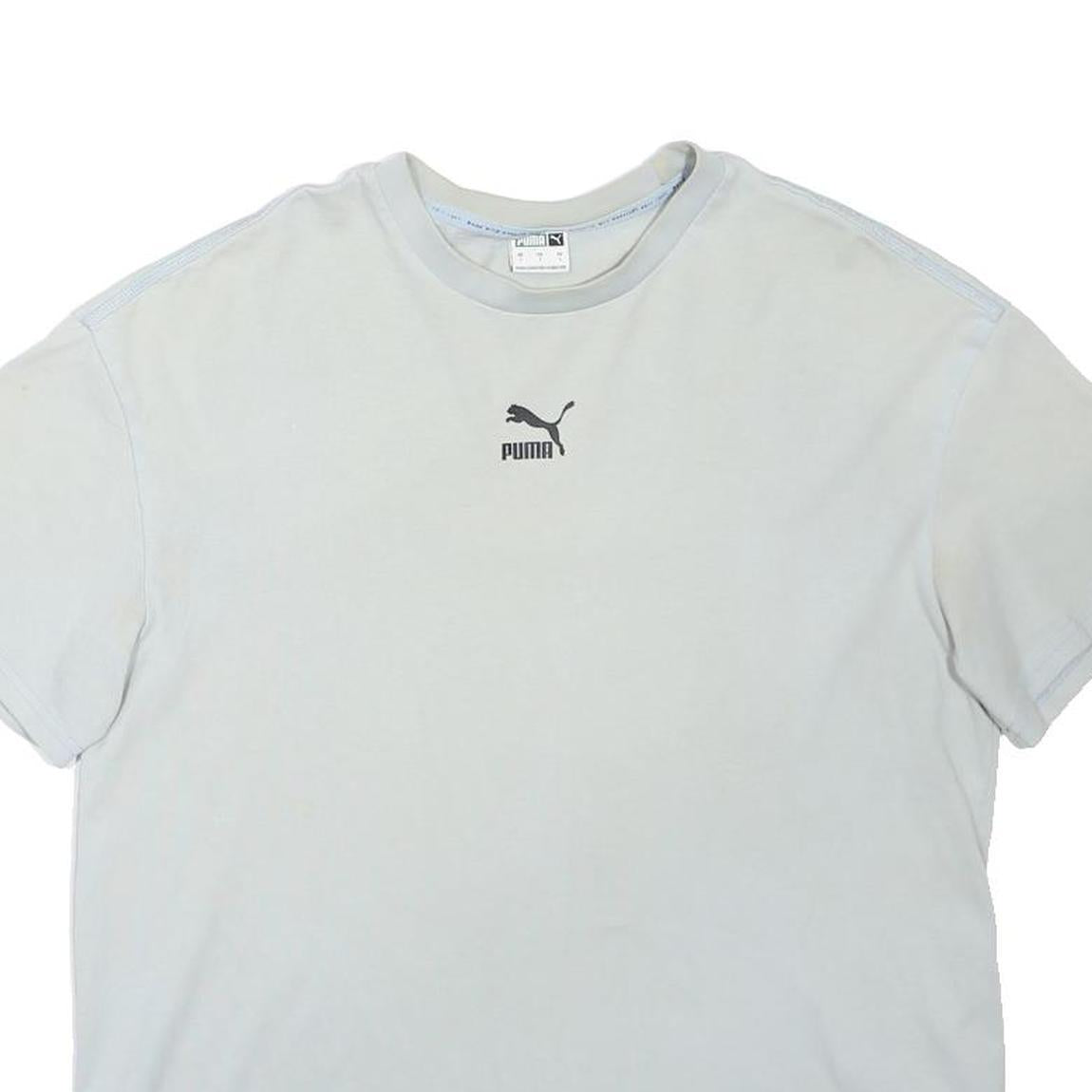 PUMA Mens White S Short Sleeve Crew Neck Cotton Blend Graphic T-Shirt