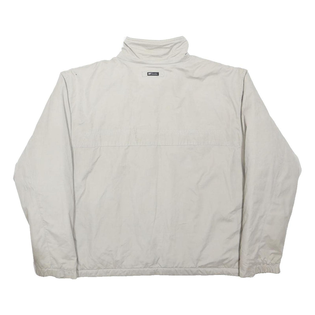 COLUMBIA Mens White XL Cotton Blend Jacket Plain Zip Front Outdoor Casual