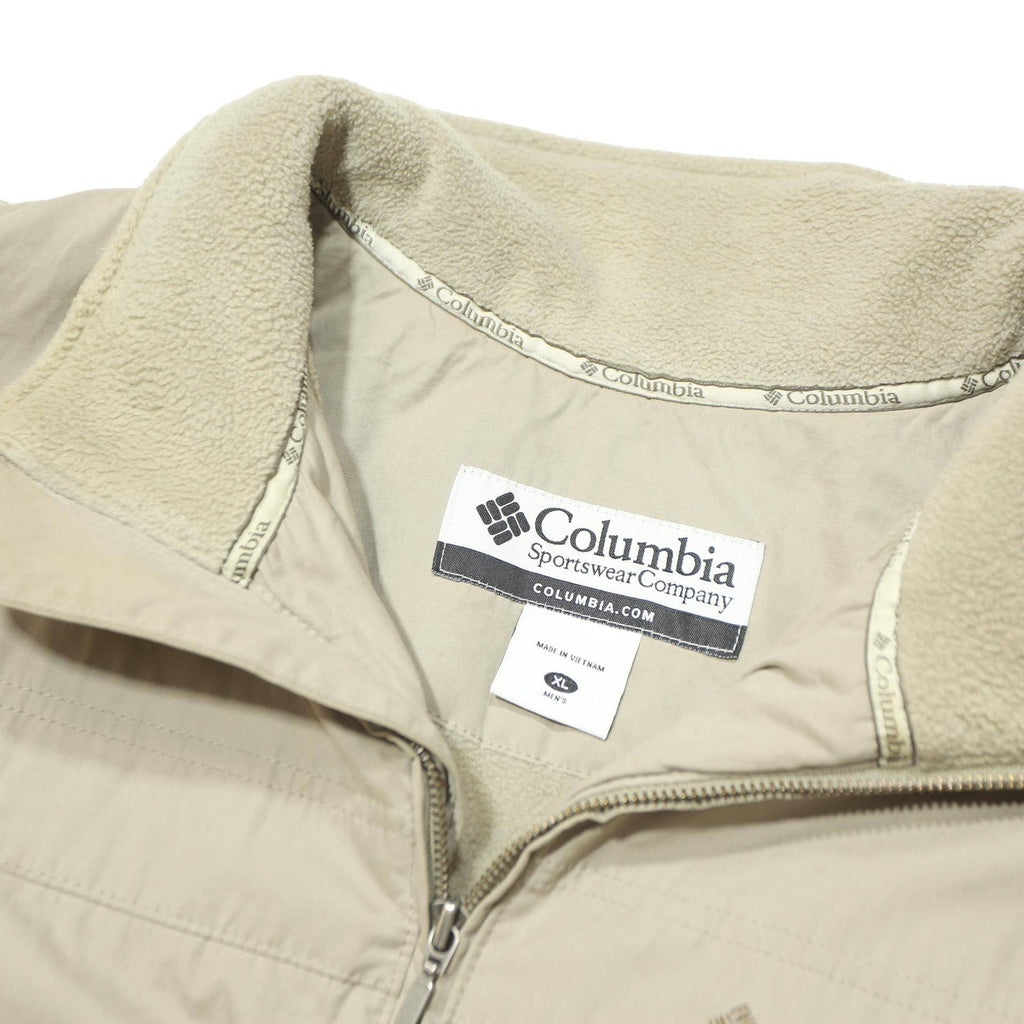 COLUMBIA Mens White XL Cotton Blend Jacket Plain Zip Front Outdoor Casual