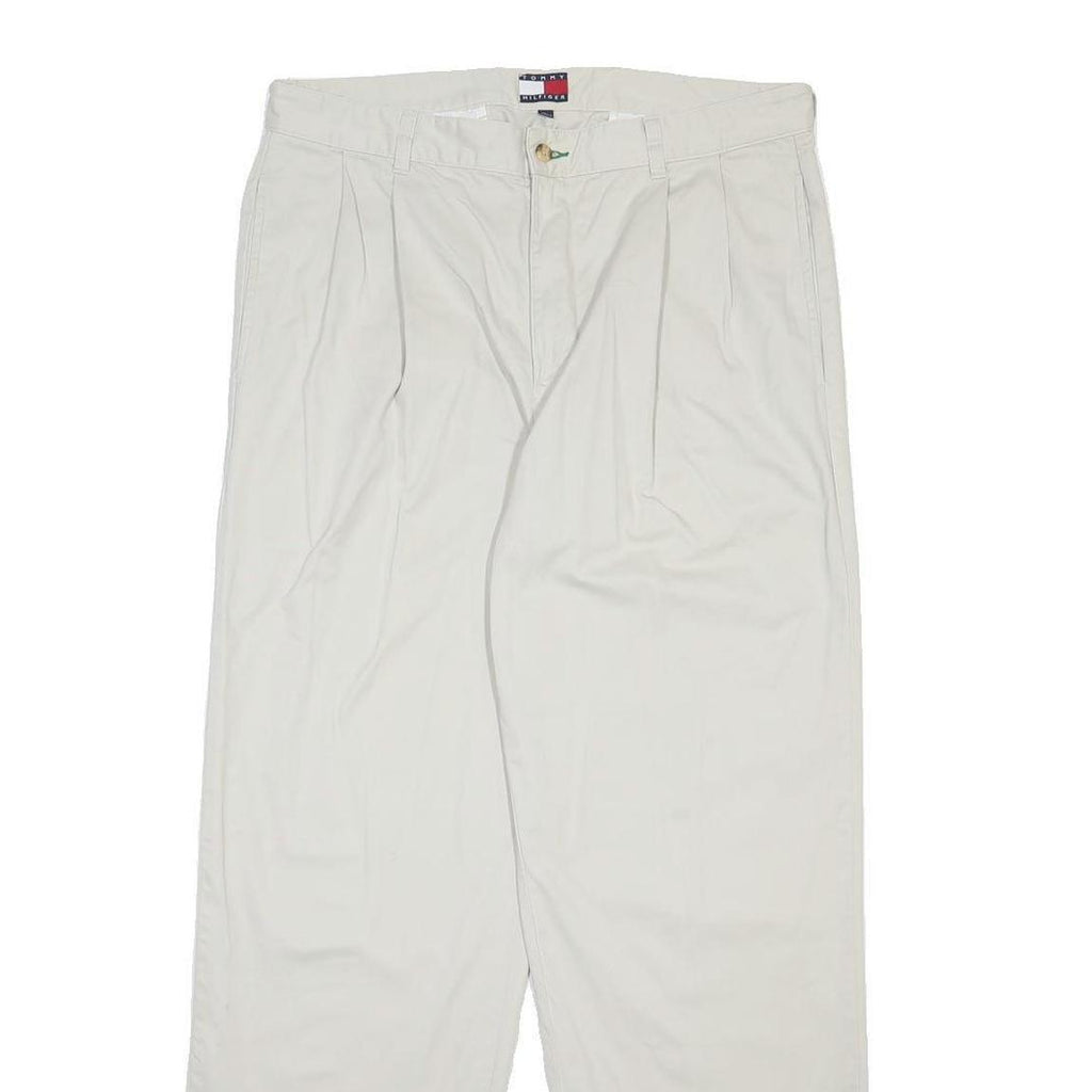 TOMMY HILFIGER Mens Cotton Cream Relaxed Straight Trousers W35 L32 Classic