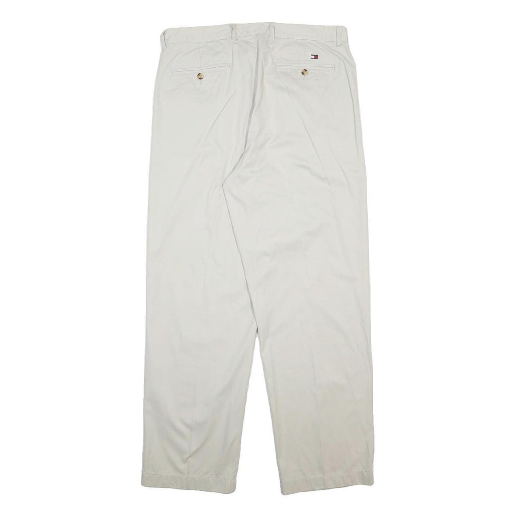 TOMMY HILFIGER Mens Cotton Cream Relaxed Straight Trousers W35 L32 Classic