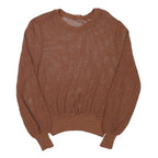 Womens Brown Open Knit Round Neck Lightweight Jumper XS Lightweight Knitwear