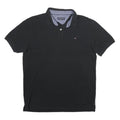 TOMMY HILFIGER Mens Black Short Sleeve Plain 2XL Cotton Polo Shirt