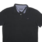 TOMMY HILFIGER Mens Black Short Sleeve Plain 2XL Cotton Polo Shirt