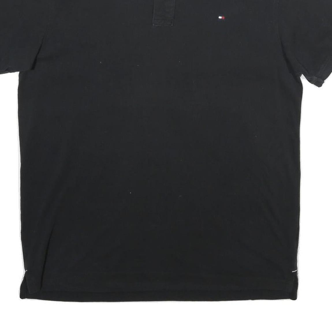 TOMMY HILFIGER Mens Black Short Sleeve Plain 2XL Cotton Polo Shirt