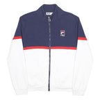 FILA Mens Navy & White Zip Cotton Blend Jacket L Sports Casual Retro