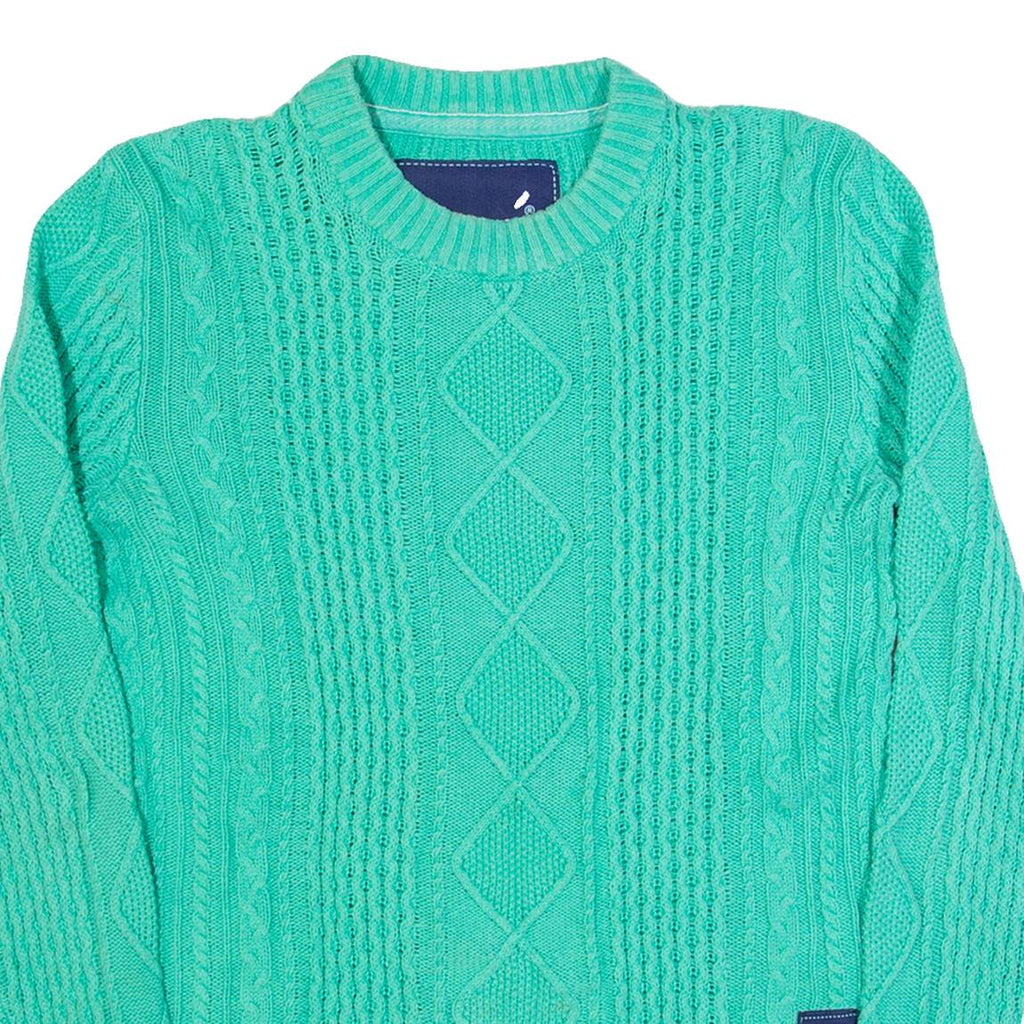 SUPERDRY Womens Jumper Green Cable Knit XS