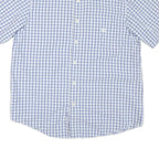 CHAPS Mens Blue & White Checked Shirt L Button-Down Collar Short Sleeve Cotton