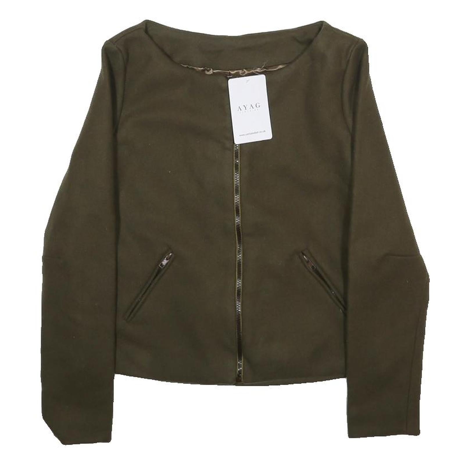 AYAG Womens Green Jacket S Zip Plain Minimalist Contemporary Stylish