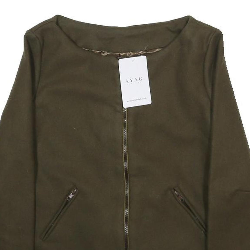 AYAG Womens Green Jacket S Zip Plain Minimalist Contemporary Stylish