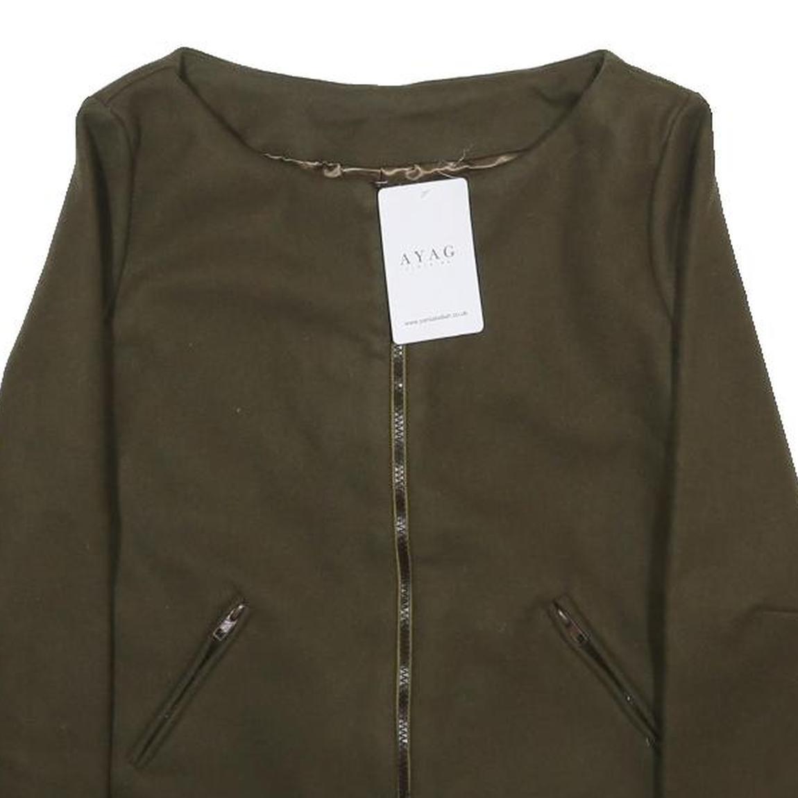 AYAG Womens Green Jacket S Zip Plain Minimalist Contemporary Stylish