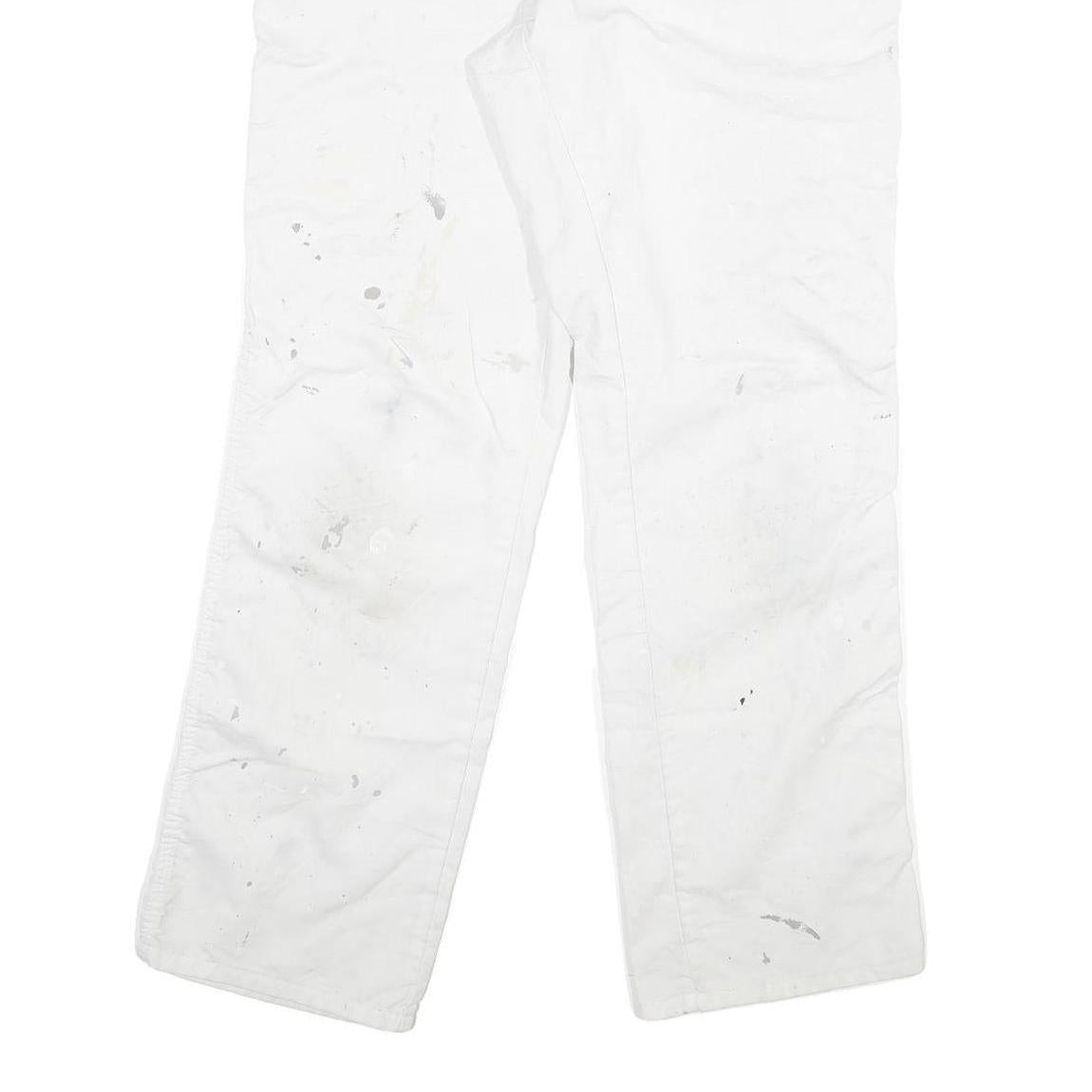 DICKIES Womens White Regular Fit Straight Leg Trousers W36 L32 Workwear Zip