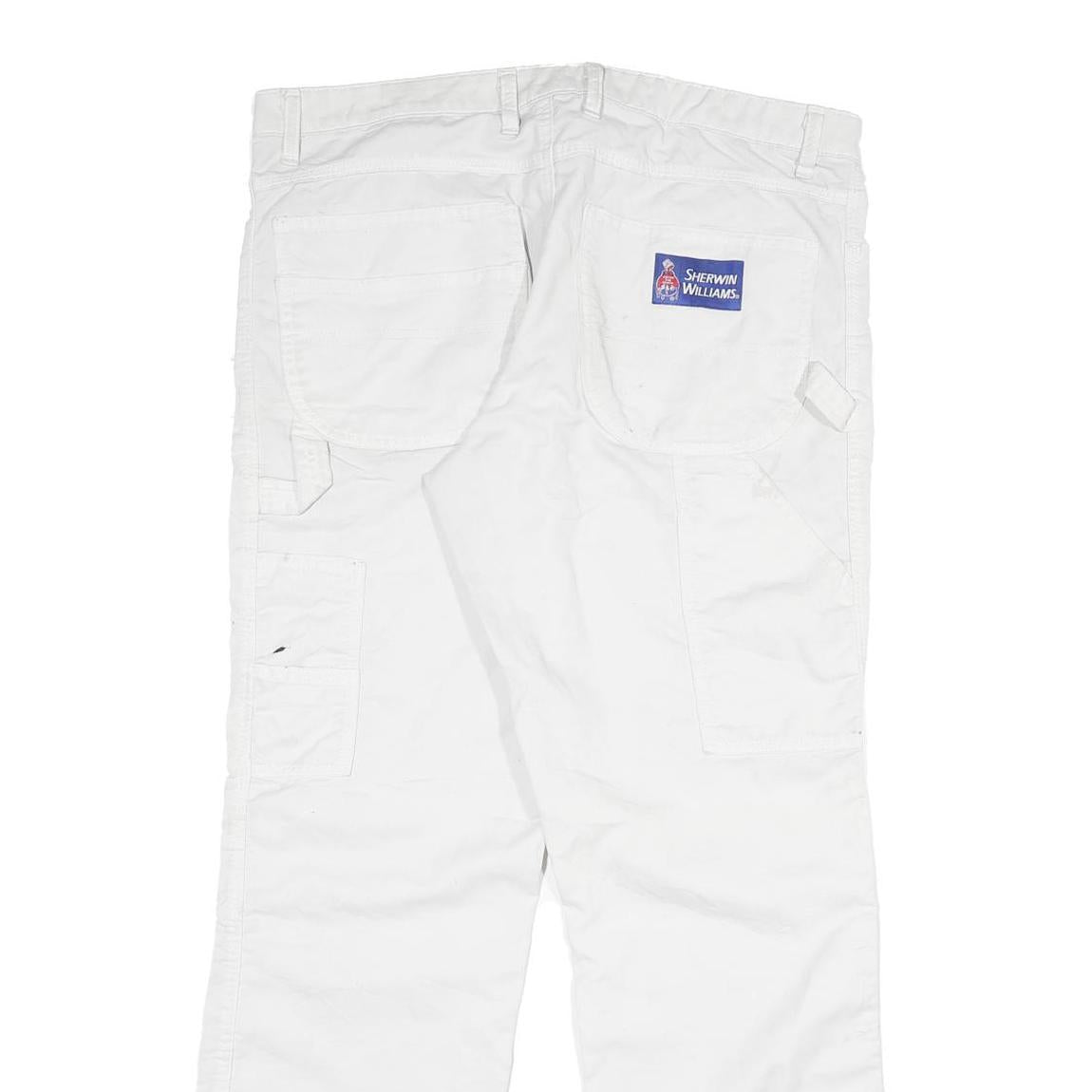 DICKIES Womens White Regular Fit Straight Leg Trousers W36 L32 Workwear Zip