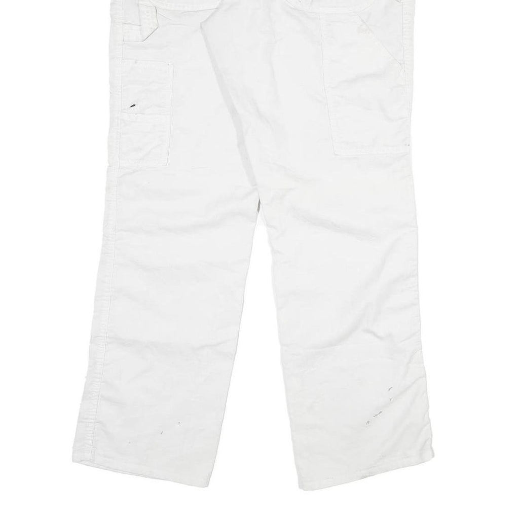 DICKIES Womens White Regular Fit Straight Leg Trousers W36 L32 Workwear Zip