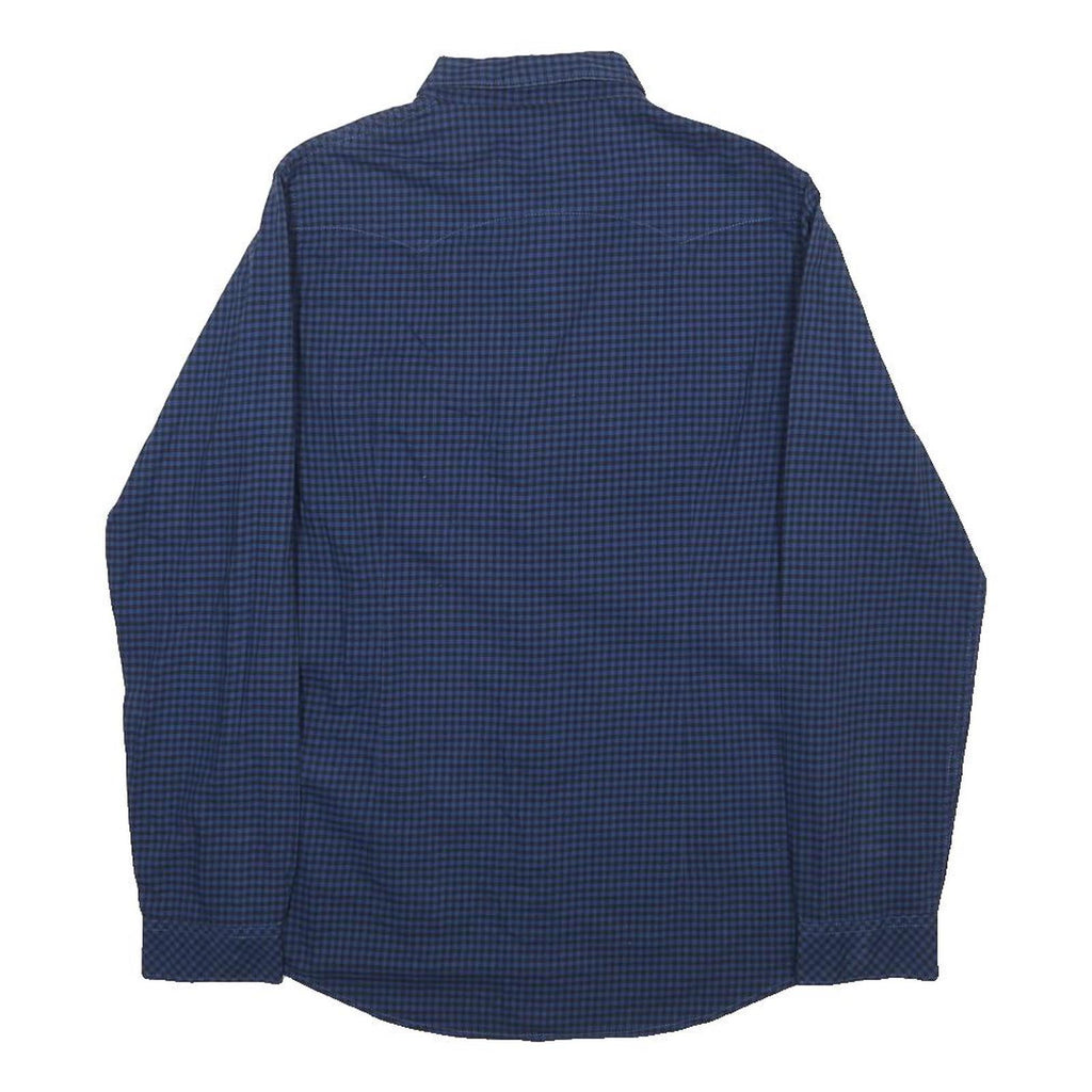LEE Mens Blue & Black Check Shirt S Cotton Classic Workwear Button Pocket