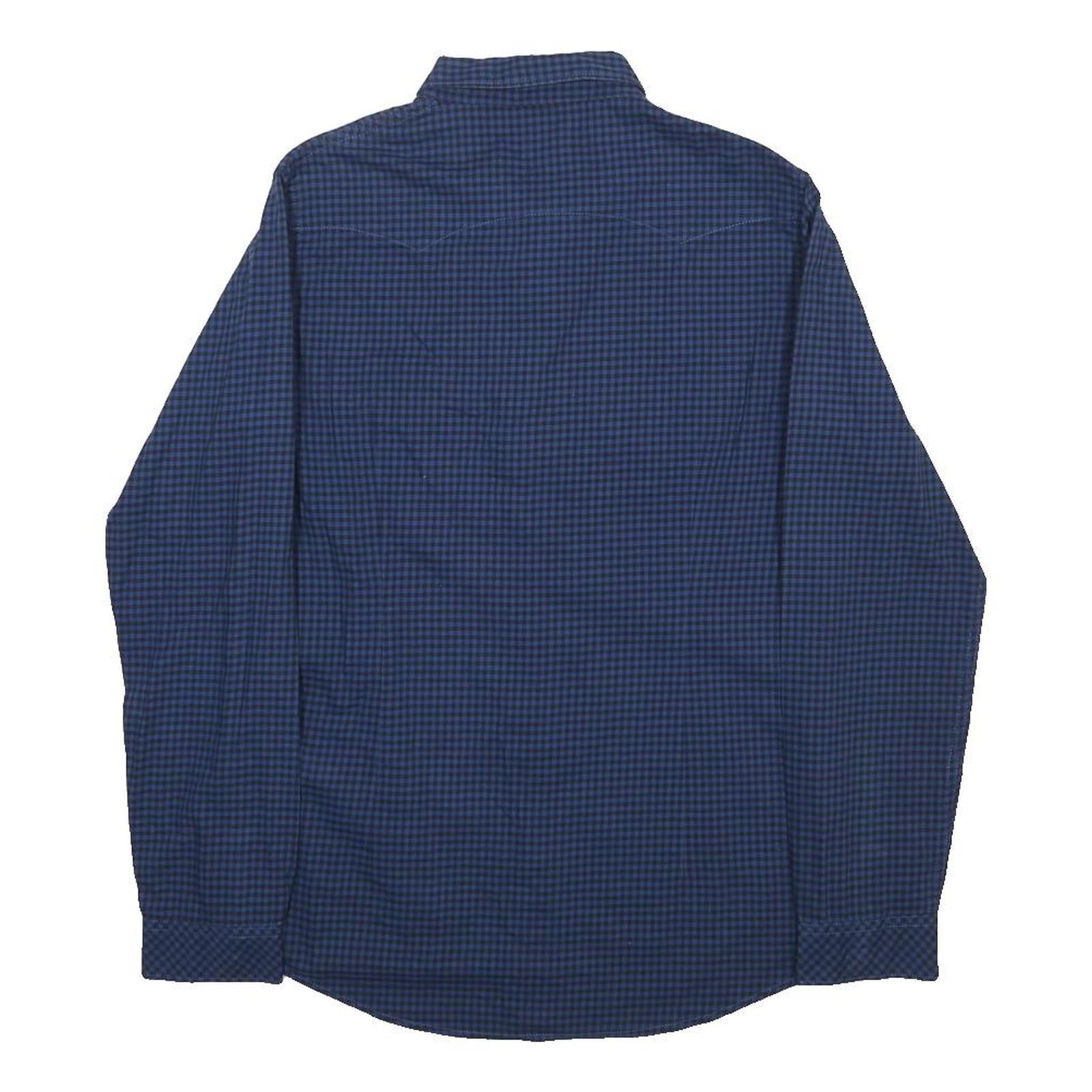 LEE Mens Blue & Black Check Shirt S Cotton Classic Workwear Button Pocket