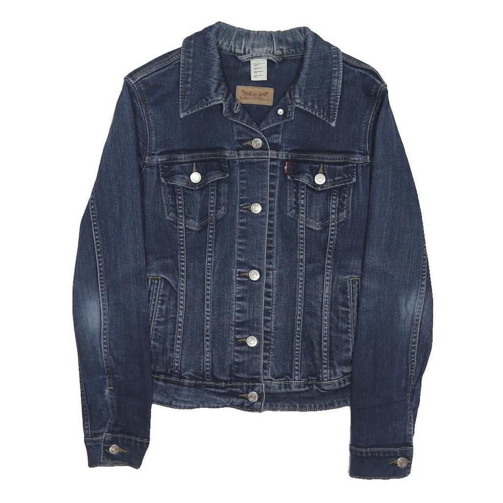 LEVI'S Womens Blue Denim Jacket M Cotton Blend Button Closure Fitted Casual