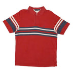 NAUTICA Mens Red Navy & Cream Striped Short Sleeve Polo Shirt S Cotton Classic