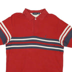 NAUTICA Mens Red Navy & Cream Striped Short Sleeve Polo Shirt S Cotton Classic