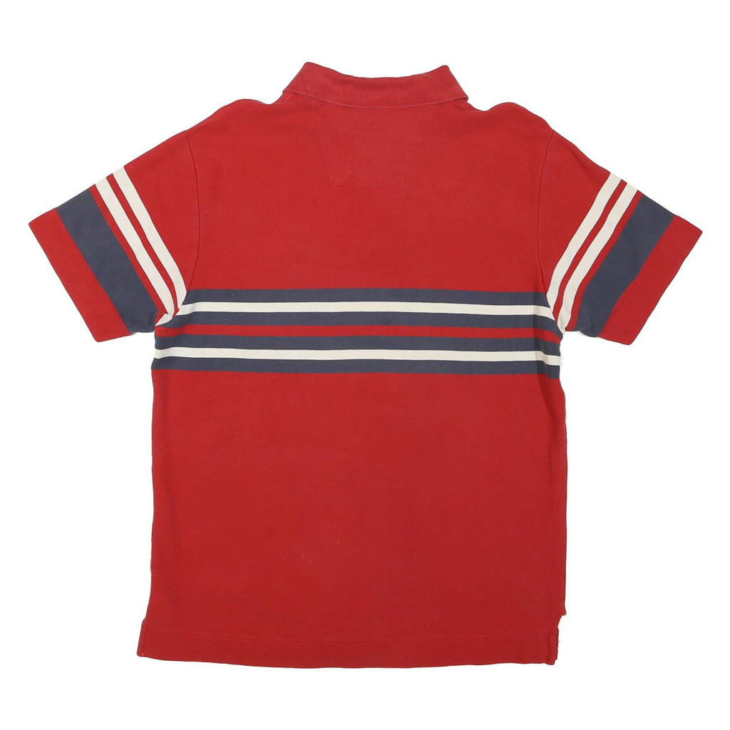 NAUTICA Mens Red Navy & Cream Striped Short Sleeve Polo Shirt S Cotton Classic