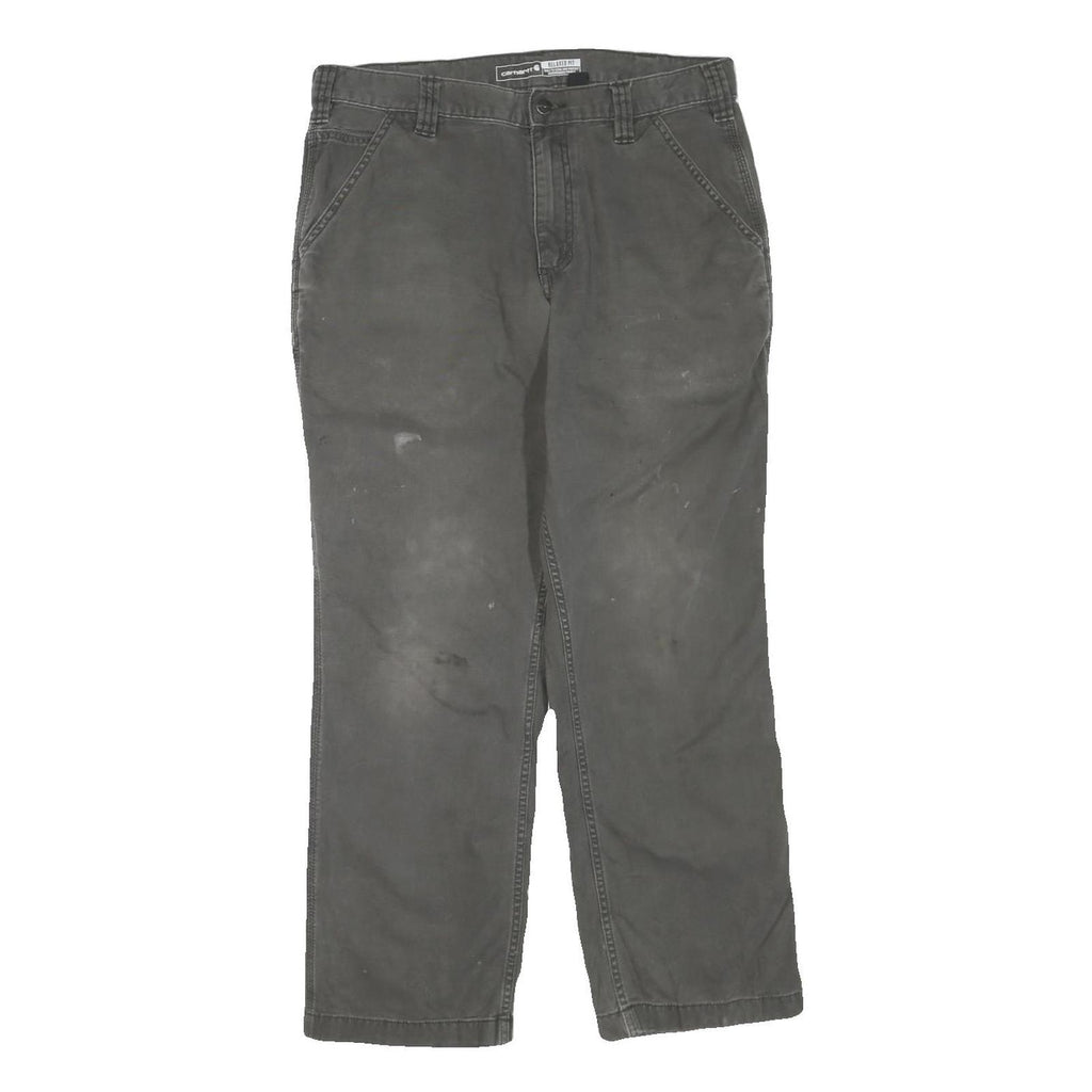 CARHARTT Mens Cotton Blend Green Regular Straight Trousers W34 L28 Workwear