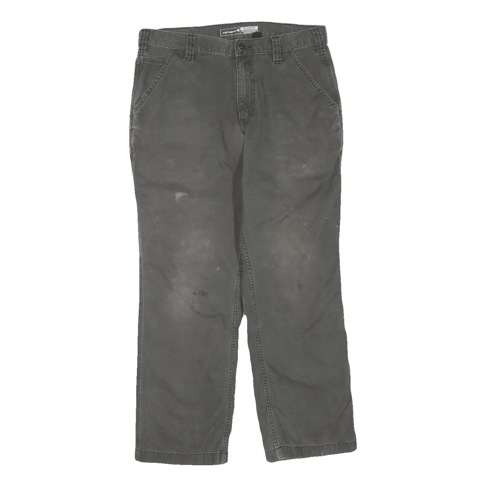 CARHARTT Mens Cotton Blend Green Regular Straight Trousers W34 L28 Workwear