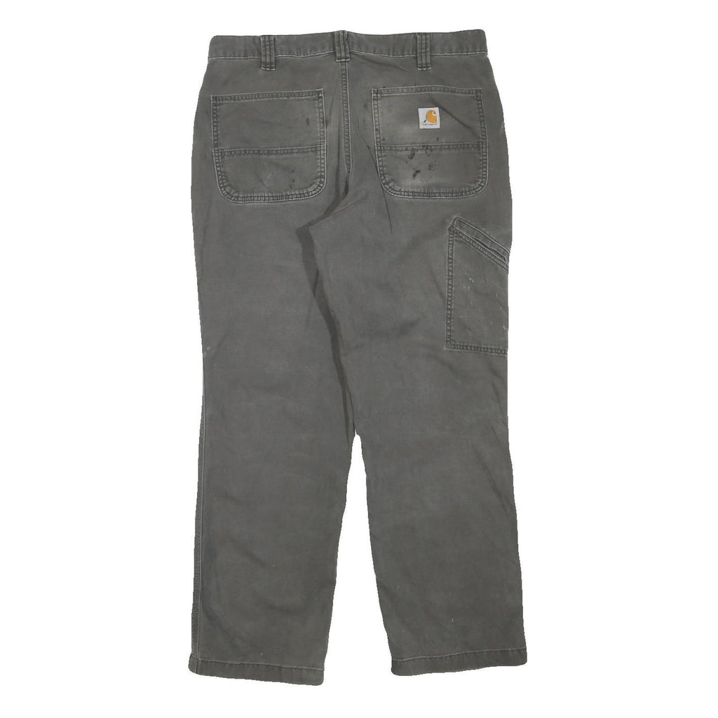 CARHARTT Mens Cotton Blend Green Regular Straight Trousers W34 L28 Workwear