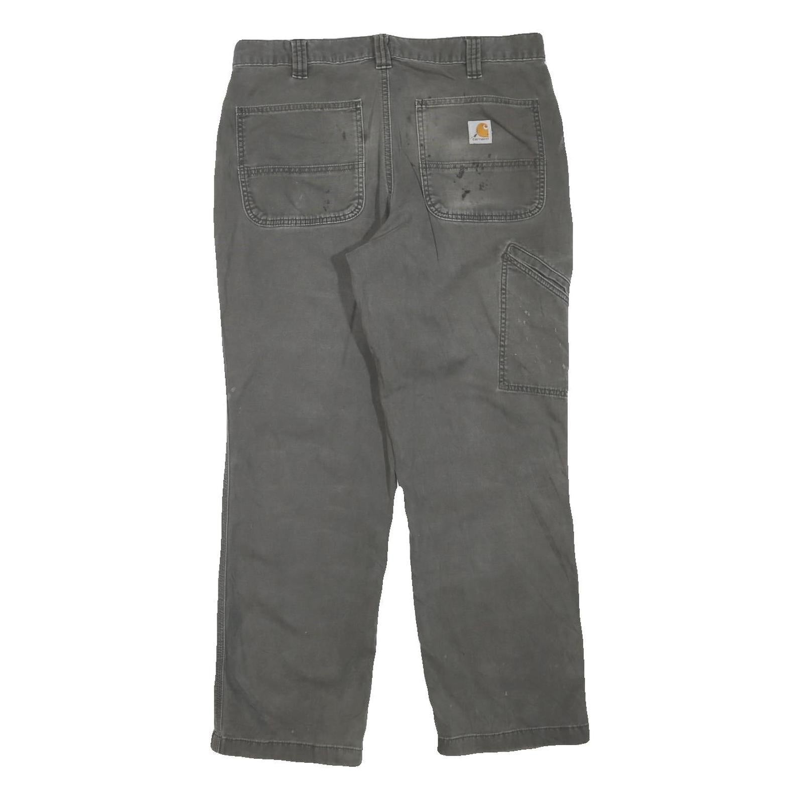 CARHARTT Mens Cotton Blend Green Regular Straight Trousers W34 L28 Workwear