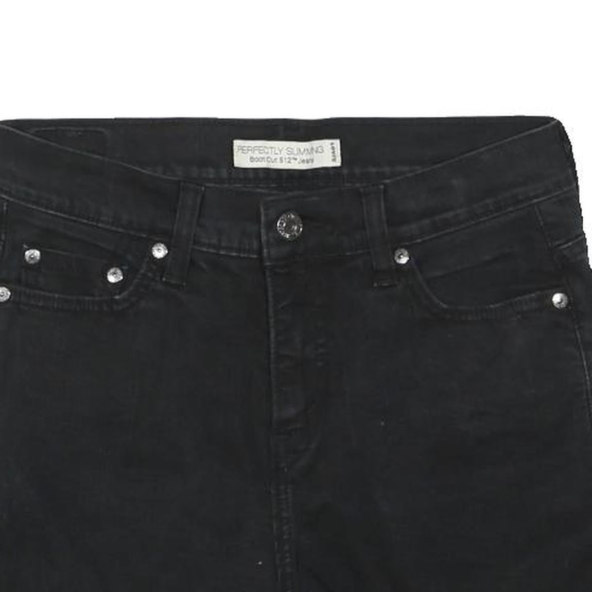 LEVI'S Womens Black Denim Casual Shorts M W28 Bootcut Frayed Hem