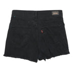LEVI'S Womens Black Denim Casual Shorts M W28 Bootcut Frayed Hem