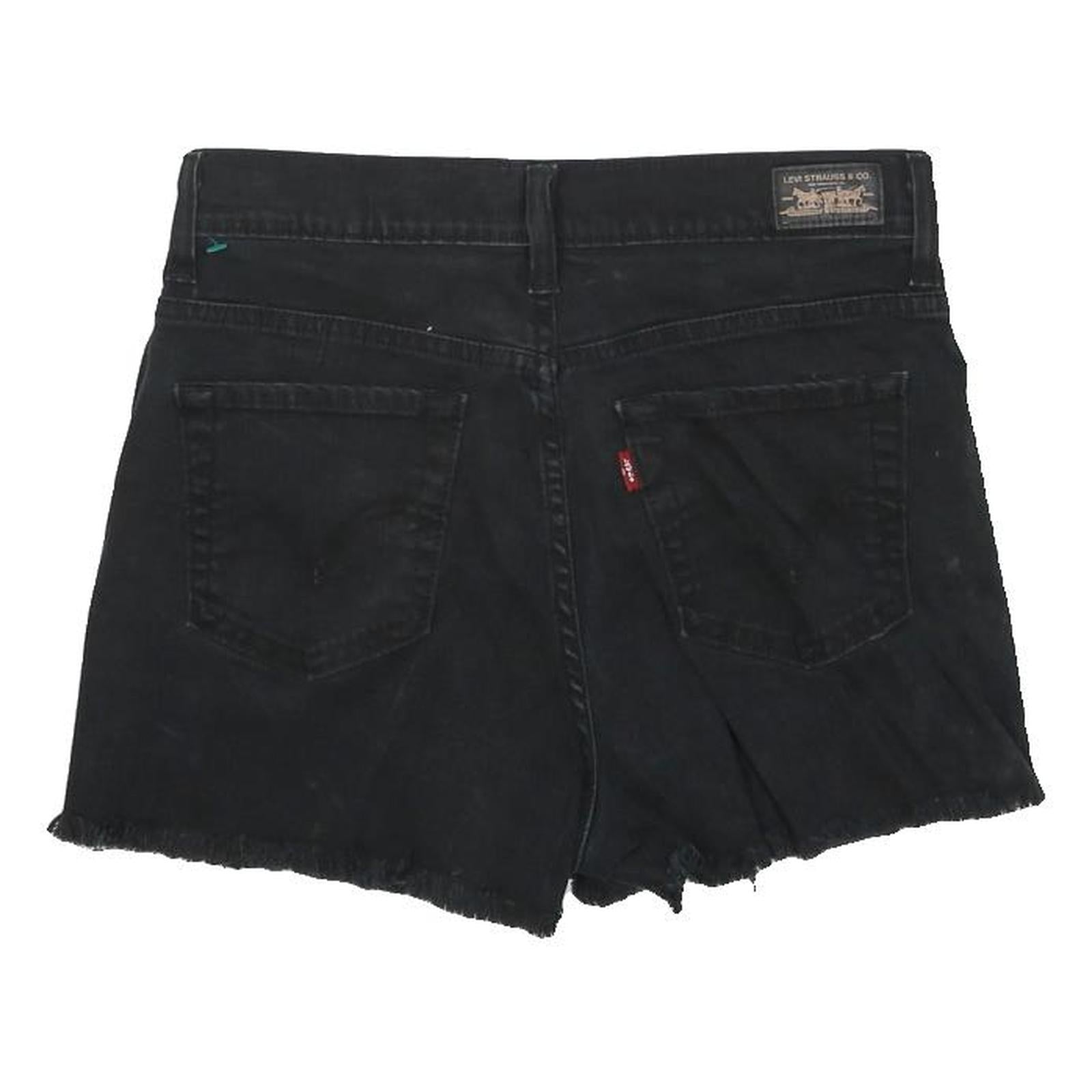 LEVI'S Womens Black Denim Casual Shorts M W28 Bootcut Frayed Hem