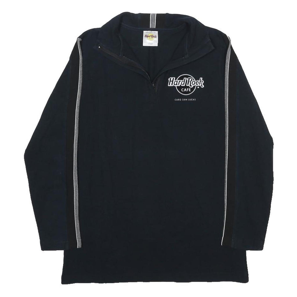 HARD ROCK CAFE Womens Black 1/4 Zip XL Sweatshirt Classic Logo Zip Neck
