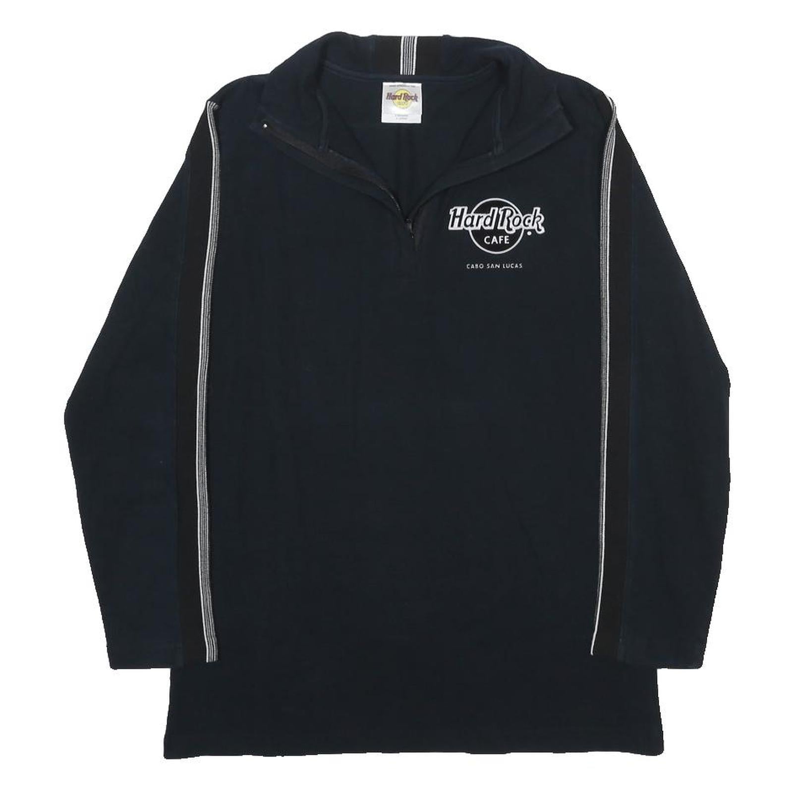 HARD ROCK CAFE Womens Black 1/4 Zip XL Sweatshirt Classic Logo Zip Neck