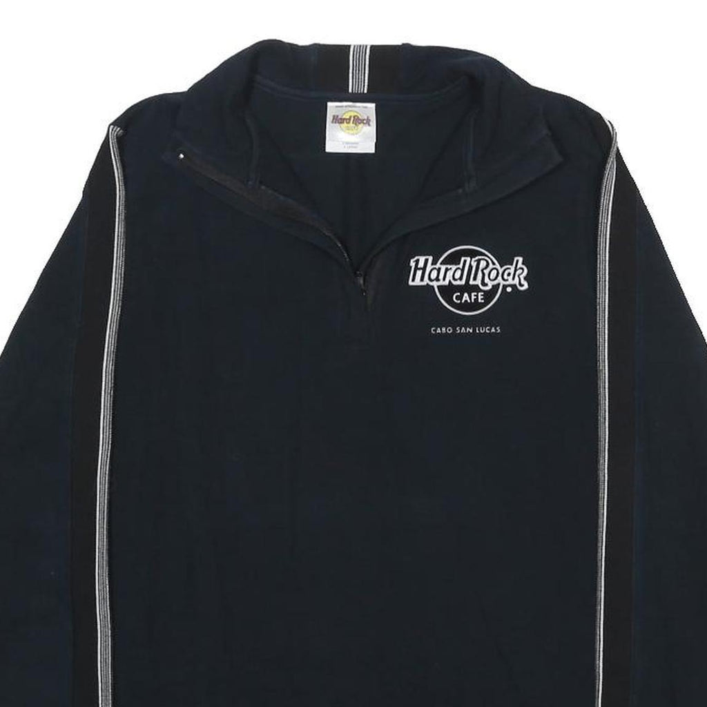 HARD ROCK CAFE Womens Black 1/4 Zip XL Sweatshirt Classic Logo Zip Neck