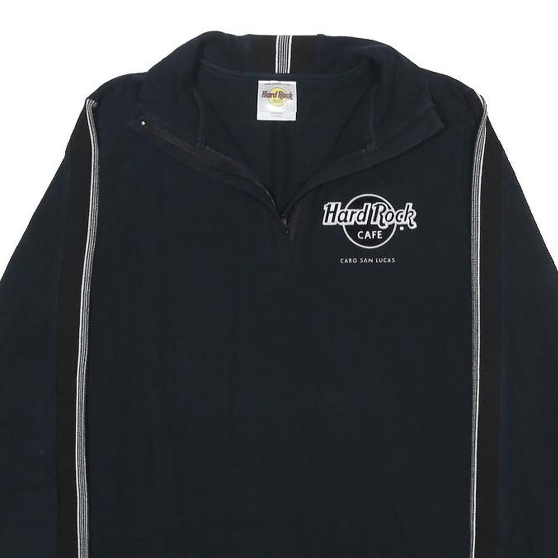 HARD ROCK CAFE Womens Black 1/4 Zip XL Sweatshirt Classic Logo Zip Neck