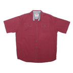 WRANGLER Mens Maroon Cotton Blend Short Sleeve Shirt L Button Pockets Casual