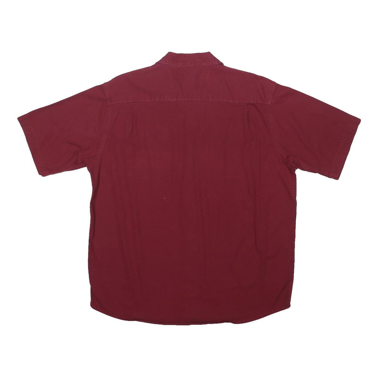 WRANGLER Mens Maroon Cotton Blend Short Sleeve Shirt L Button Pockets Casual