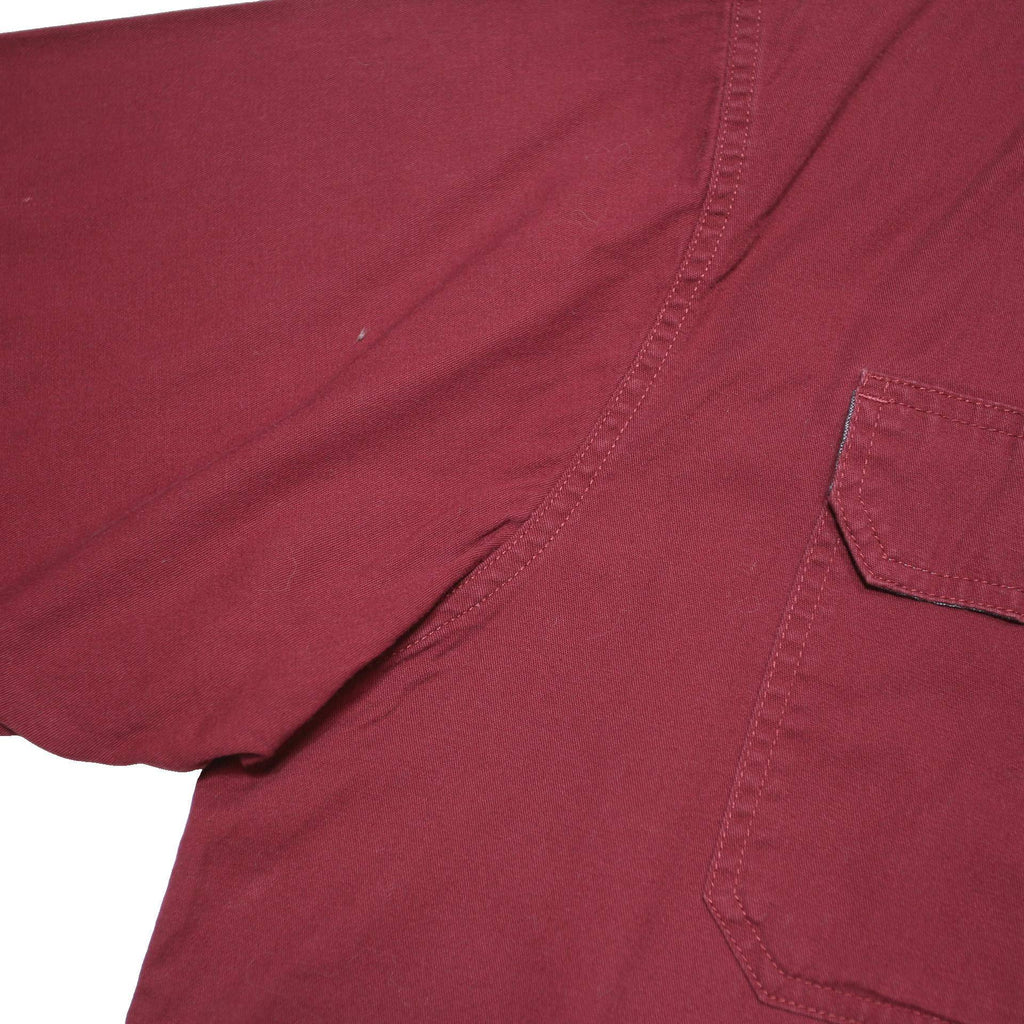 WRANGLER Mens Maroon Cotton Blend Short Sleeve Shirt L Button Pockets Casual